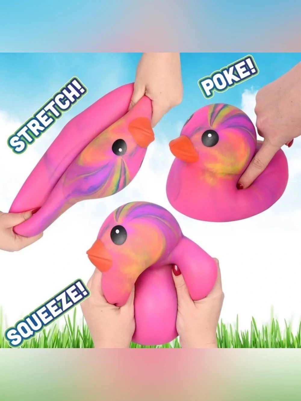 🌈 Tye Dye Rainbow Squeeezy Squish Jumbo Duck 🌈